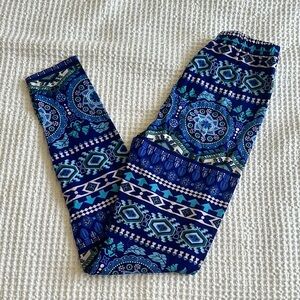 Blue Patterned Leggings